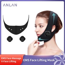 anlan v shape 안면 리프팅 마사지 페이스 슬리밍 마스크 안티 링클 리듀스 더블 턱 뺨 리프트 업 벨트 페이스 슬리밍 장치, 협력사, 검은 색