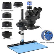 3.5x-100x 줌 스테레오 삼안 현미경 32mm 단열 수리베이스 12MP 4K 1080P USB HDMI PC c타입 비디오 카메라, 12MP 4K HDMI Type-c