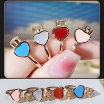 순금커플반지 링 자연석 화이트 쉘 마노 다이아몬드 러브 하트 여성 약혼 커플 반지 로즈 골드 플레이트 진주 어머니 실버 오픈 링257646