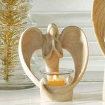 수지 천사 캔들 홀더 천사 candleholder tealight 사별 선물 장식, 하나, 크림색 화이트