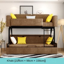 스마트 접이식 다기능 원단 더블 베드 패브릭 겸용 소파 침실 게스트, khaki