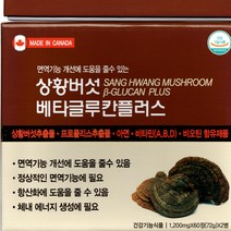 면역력 베타글루칸 플러스 상황버섯 잎새버섯 꽃송이버섯 차가버섯 꽃송이버섯 프로폴리스, 1박스, 1200mg  60정  2박스 (총144g)