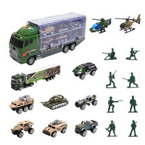 CUTESTONE 자동차 장난감 수납 밀리터리 트럭 세트 장난감 병정 인형 포함