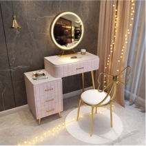 깔끔한 뷰티 대리석 상판 벨벳 화장대풀세트 테이블+서랍장+거울+의자 풀구성, A.플리스핑크60
