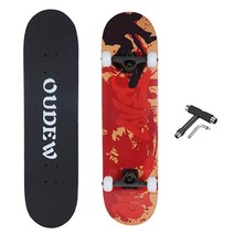 스케이트 보드 컴플리트 스케이트보드 71.4 x 20.3 cm 8겹 캐나다 단풍나무 더블 킥 데크 오목한 크루저 트릭 스케이트보드 어린이 남아 여아 청소년 초보자용., skateboarder