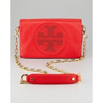 토리버치가방80009207 NWT Tory Burch Kipp Perforated Logo Leather Crossbody Shoulder Bag RED AUTHENTIC