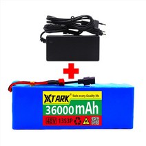 리튬 이온 배터리 13S3P 48V 36000mAh 1000W 18650 54.6v 전기 자전거 팩 스쿠터 25A 방전 BMS, [01] 48v 36Ah charger, 1개