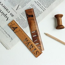 빈티지 우드 막대자 곧은자 15cm 문구 자 인테리어 소품 디자인 아이디어 상품, NEWYORK