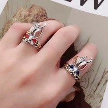 계묘년 토끼반지 달콤한 스타일 레드 블루 아이 버니 링 패션 레이디 로맨틱 반지 발렌타인 데이 데이팅 쥬얼리 선물 토끼 크기 조정 가능