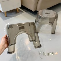 투명 아크릴 욕실의자 목욕 의자 3가지 사이즈 미끄럼방지 목욕탕 샤워 의자 발받침대, 원형 낮은의자