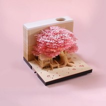 3D 입체 메모지 조명 예쁜메모지 벚꽃나무 트리, 봄핑크색(조명 포함)