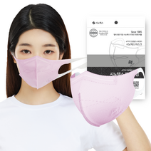 시노텍스 귀편하고 숨쉬기편한 새부리형 신소재 마스크 50매 소형 개별포장, 라이트핑크, 1개입