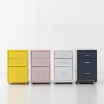 마켓비 철제 서랍장 2.1단 조립식 이동식 바퀴달린 사무실 원룸 틈새 책상밑 낮은 수납장, 다크그레이