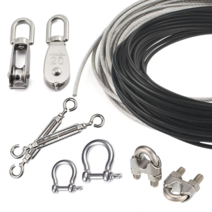 코팅 와이어 로프 클립 PVC 1M절단 1.2mm 1.6mm 2mm 2.4mm 3mm 4mm 5mm 6mm, 1.블랙 PVC 코팅와이어 1M