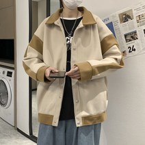 남성용 배색 패치워크 모직 자켓 데일리 점퍼 9S727