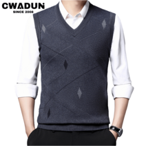 Cwadun 중년 남성 니트조끼 브이넥