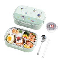 1550ml 도시락 부분 용기 전자 레인지 안전 스테인리스 식품 저장 누출 방지 On-the-Go 학교 여행용, [07] 5 grids