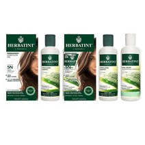 허바틴트 염색약 샴푸 컨디셔너 3종 세트 Herbatint Permanent Hair Color in 5N Light Chestnut, 2팩