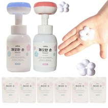 깨끗한손 플라워 버블 핸드워시 꽃모양 손세정제 거품 본품 라임향1개+파우더향1개+리필6개 각 300ml IN BIO, 리필 파우더향6개