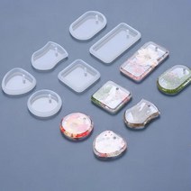레진아트재료 키트 세트 몰드 키체인 펜던트 실리콘 세트 크리스탈 에폭시 수지 몰드 DIY 라운드 직사각형 펜던트 캐스팅 키트 1 개 3 6 개122769, 6Pcs, Mixed