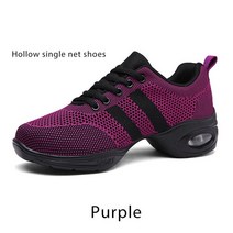 스포츠댄스화 라틴댄스 여성 댄스 슈즈 재즈 힙합 볼룸 야외 스퀘어 사이즈 34-40 스니커즈, 06 8.5, 02 Purple single net