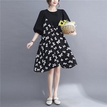 L.ONLINE SHOP중년여성 빅사이즈 리본포인트 나염 귀여운 원피스 원피스 하객룩 트위드원피스 쉬폰원피스 뷔스티에원피스