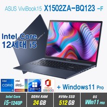 ASUS 비보북 15 X1502ZA-BQ123 + Win11 Pro포함 / 12세대 i5, WIN11 Pro, 24GB, 512GB, 12세대 인텔 코어 i5 1240P, 콰이어트 블루