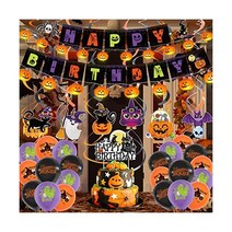 80pcs 할로윈 생일 파티 장식 배너 20개의 LED가 있는 호박 끈 조명 10ft 8