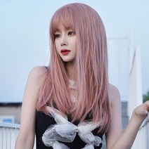 애쉬핑크 스트레이트 헤어 탈색 통가발 여자 가발, 단일디자인, 단일사이즈