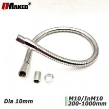 거울 전자시계 충전기 스탠드 LED Dia10mm 구즈넥 책상 램프 유연한 테이블 홀더 조명 액세서리 금속 파이프 20-100cm M8/M10 헤드 나사 피치 1 2 개, Silver_1000MM OutM10 InM10 | C