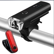 시나브로 스마트센서 USB 충전식 자전거 라이트 + 테일라이트 (세트), 블랙