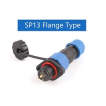 Sp13 ip68 방수 커넥터 너트플랜지도킹 유형 수 플러그 암 소켓 1-9 핀 패널 마운트 와이어 케이블 항공, 플랜지 유형, 2p