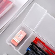 1+1 반 투명 무지 플라스틱 펜 케이스 2단 필통, 3개