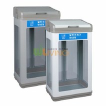 [태태몰] 스틸분리휴지통(투명) (일반형/페달X 뚜껑O) 휴지통 쓰레기통 음식물분리수거 +&9690, 쿠팡 실버_플라스틱류