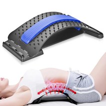 허리 스트레처 장비 등 마사지 스트레처 피트니스 요추 지지 이완 통증 완화 허리 마사지기, 블루, 침구