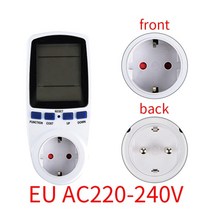 220V AC EU 디지털 LCD 전력계 전력계 소켓 전력량 Kwh 에너지 측정기 FR US UK AU BR 측정 콘센트 전력 분석기, EU 230V 50HZ, EU 230V 50HZ