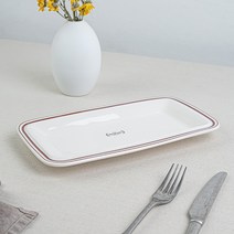 시라쿠스 메이플 홈파티 플레이팅 그릇 직사각(생선)접시, 1P, 라인브라운