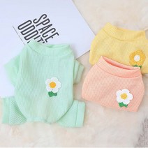 펫라이엇 강아지옷 봄 여름 올인원 플라워 와플 올인원, SS1-36_그린