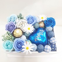 영하우스 화이트데이선물 화이트데이사탕 화이트데이꽃 화이트데이선물세트 발렌타인 화이트데이 하트풍선 사탕 플라워박스, 1개, 하트사탕상자 블루+쇼핑백