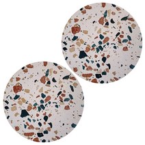 올플래닛 세라믹 테라조 티코스터 원형 컵받침 1+1, 테라조C1+1