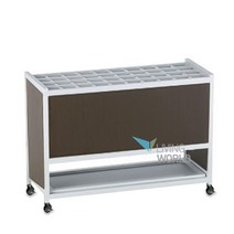 리빙월드 이동용 우산보관대 48구(열쇠무) 바퀴장착 우산꽂이, 실버