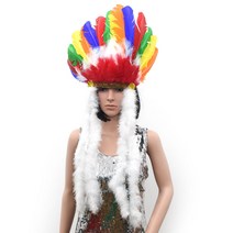 인디언추장모자 파티 무대 역할 민속의상 무대소품