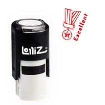 문구 세트 롤리즈 라운드 셀프 잉크 스탬프 엑설런트 텍스트 w메달강아지사자 이미지 교사 스탬프 w뚜껑 레이저 각인 고무 빨간색, 강아지 이미지