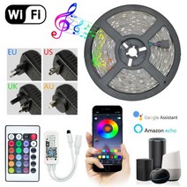 LED 스트립 조명 RGB 5050 2835 블루투스 와이파이 제어 방수 유연한 테이프 TV 백라이트 룸 홈 파티 장식, WIFI control, CHINA + 15M Full Set, 2835 Waterproof