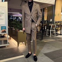 모직 코트 슬림핏 겨울 정장 세트 원버튼 셋업 슈트 비지니스