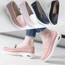 소가죽 여성 펌프스 단화 로퍼 키높이 플랫 슈즈 4cm굽