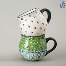 파뷔에 폴 그린 화이트 머그 2P세트, 2개