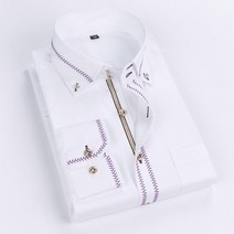 Crzen 봄여름 남자 비즈니스 셔츠 자수 긴팔 정장 셔츠 23N628