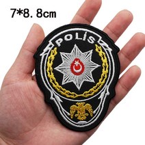 터키 경찰 플래그 수 놓은 바이 커 패치 후크 백업, [1] flag185