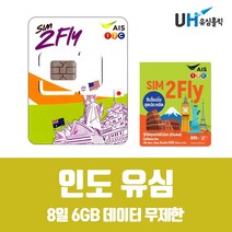 인도유심 해외여행필수 선불 통합유심 8일 6GB 데이터무제한